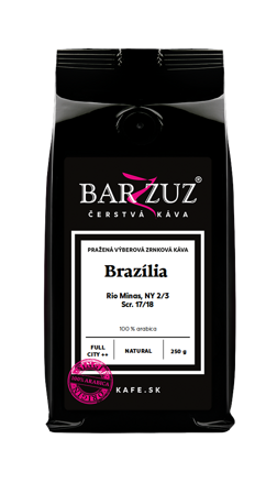 Brazília, pražená zrnková káva - Rio Minas, NY 2/3, Scr. 17/18, natural, 250 g